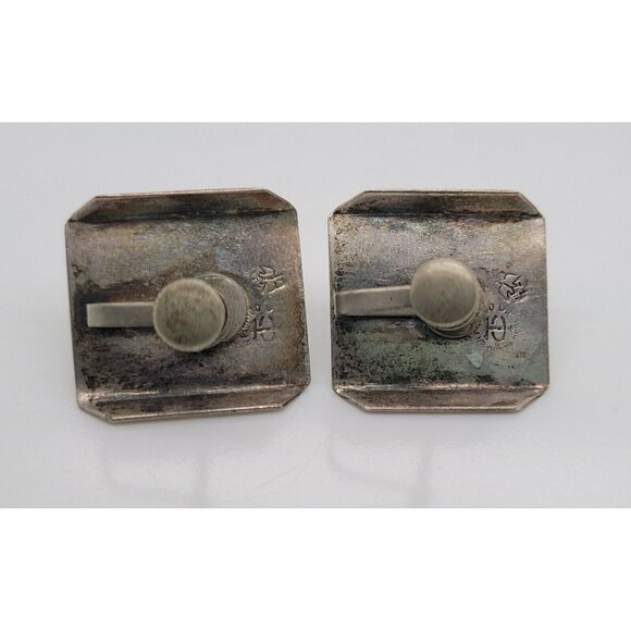 VTG Taxco Mexico Sterling Silver & Peking Glass Screw Back Artisan Earrings! 123 - Picture 5 of 8